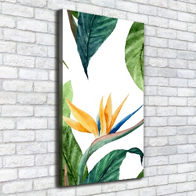 Cuadro canvas decorativo para salón vertical Strelitzia reginae