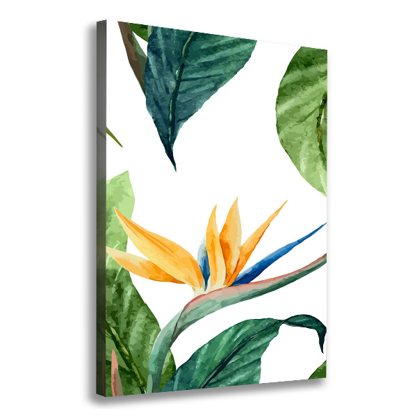 Cuadro canvas decorativo para salón vertical Strelitzia reginae