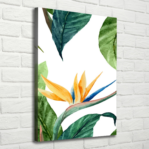 Cuadro canvas decorativo para salón vertical Strelitzia reginae
