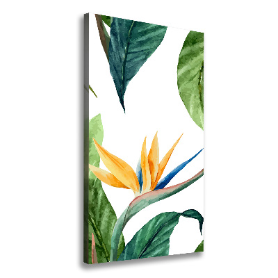 Cuadro canvas decorativo para salón vertical Strelitzia reginae