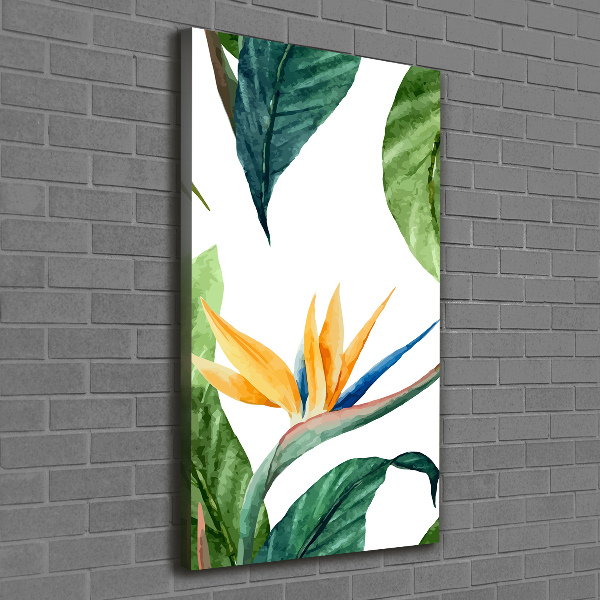 Cuadro canvas decorativo para salón vertical Strelitzia reginae