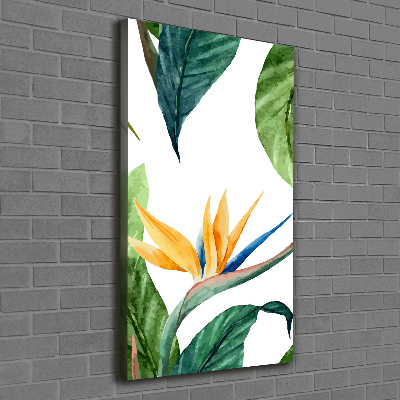 Cuadro canvas decorativo para salón vertical Strelitzia reginae