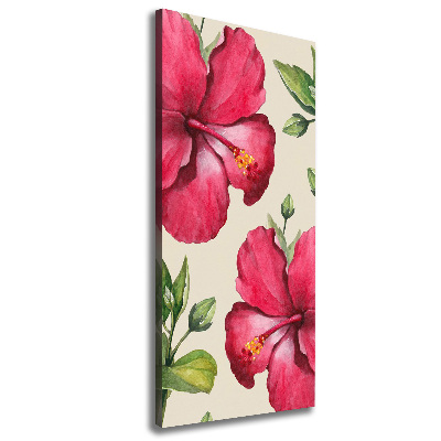 Cuadro moderno en lienzo resistente uv vertical flores hawaianas