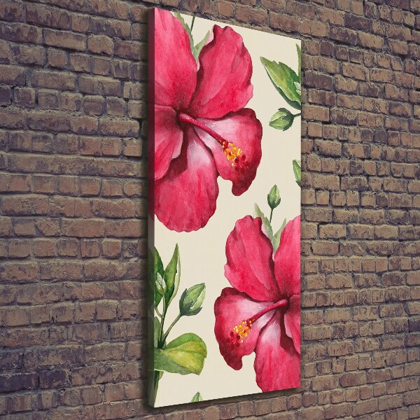 Cuadro moderno en lienzo resistente uv vertical flores hawaianas