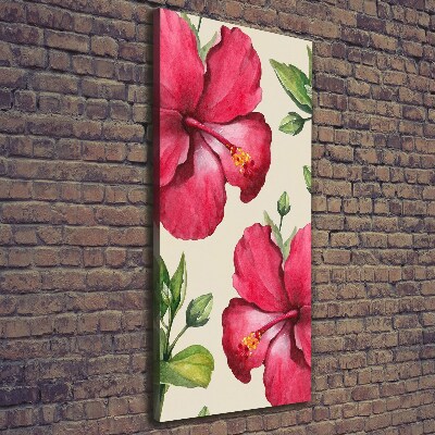 Cuadro moderno en lienzo resistente uv vertical flores hawaianas