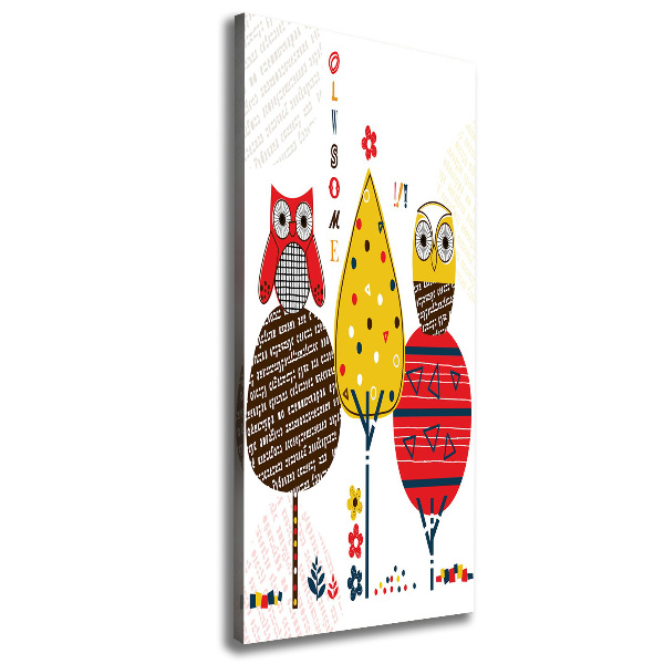 Impresión en lienzo vertical Búhos en los árboles