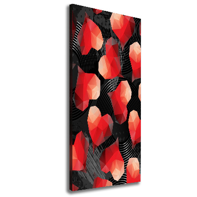 Cuadro moderno en lienzo resistente uv vertical Corazones geométricos