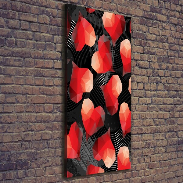Cuadro moderno en lienzo resistente uv vertical Corazones geométricos