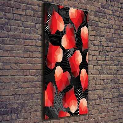 Cuadro moderno en lienzo resistente uv vertical Corazones geométricos