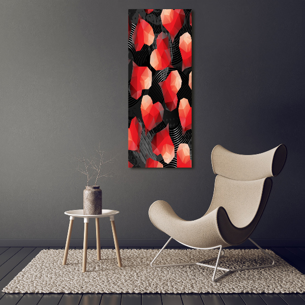Cuadro moderno en lienzo resistente uv vertical Corazones geométricos