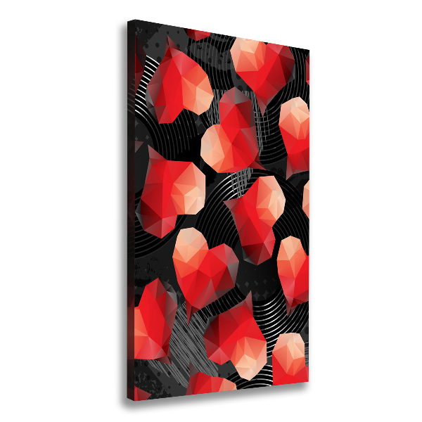 Cuadro moderno en lienzo resistente uv vertical Corazones geométricos
