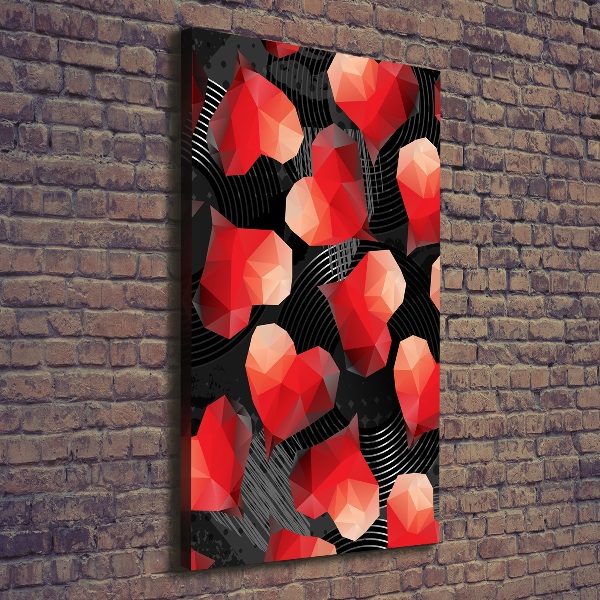 Cuadro moderno en lienzo resistente uv vertical Corazones geométricos
