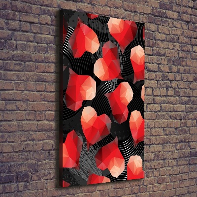 Cuadro moderno en lienzo resistente uv vertical Corazones geométricos