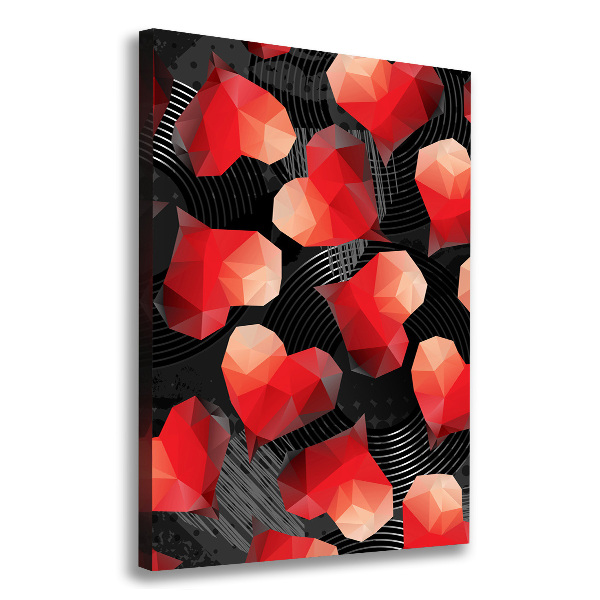 Cuadro moderno en lienzo resistente uv vertical Corazones geométricos
