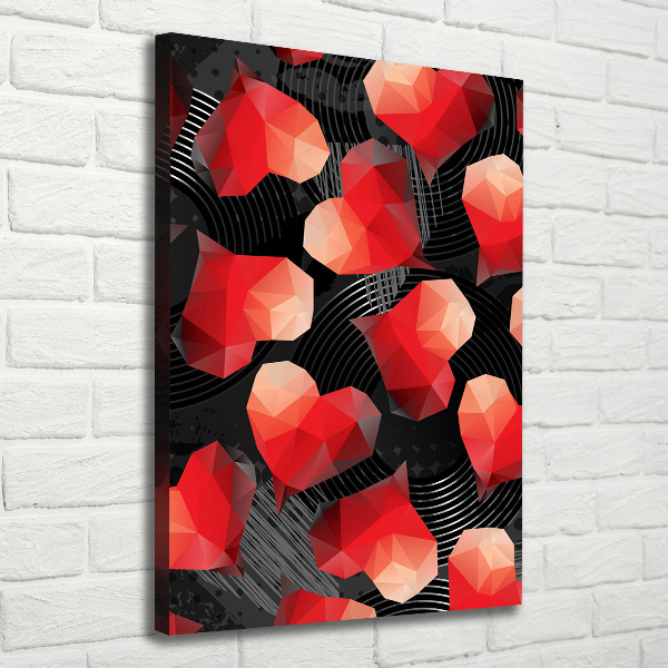 Cuadro moderno en lienzo resistente uv vertical Corazones geométricos
