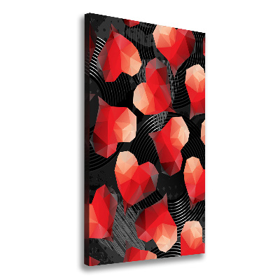 Cuadro moderno en lienzo resistente uv vertical Corazones geométricos