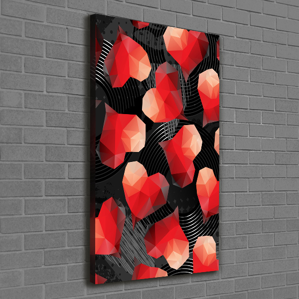 Cuadro moderno en lienzo resistente uv vertical Corazones geométricos