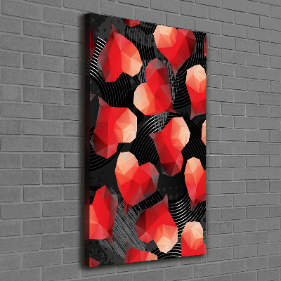 Cuadro moderno en lienzo resistente uv vertical Corazones geométricos