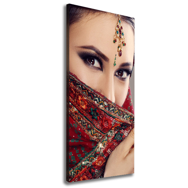 Cuadro moderno en lienzo resistente uv vertical mujer india