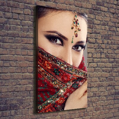 Cuadro moderno en lienzo resistente uv vertical mujer india
