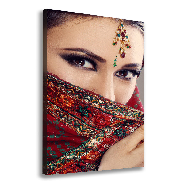 Cuadro moderno en lienzo resistente uv vertical mujer india