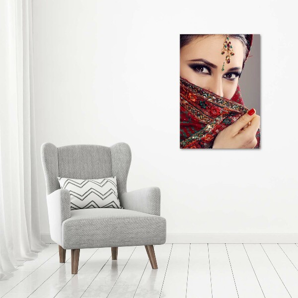 Cuadro moderno en lienzo resistente uv vertical mujer india
