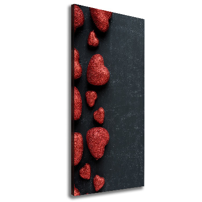 Cuadro moderno en lienzo resistente uv vertical Corazones en el tablero