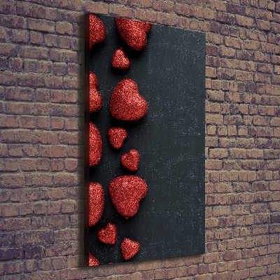 Cuadro moderno en lienzo resistente uv vertical Corazones en el tablero