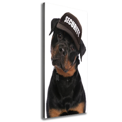 Impresión en lienzo vertical Rottweiler con gorra