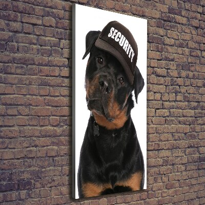 Impresión en lienzo vertical Rottweiler con gorra