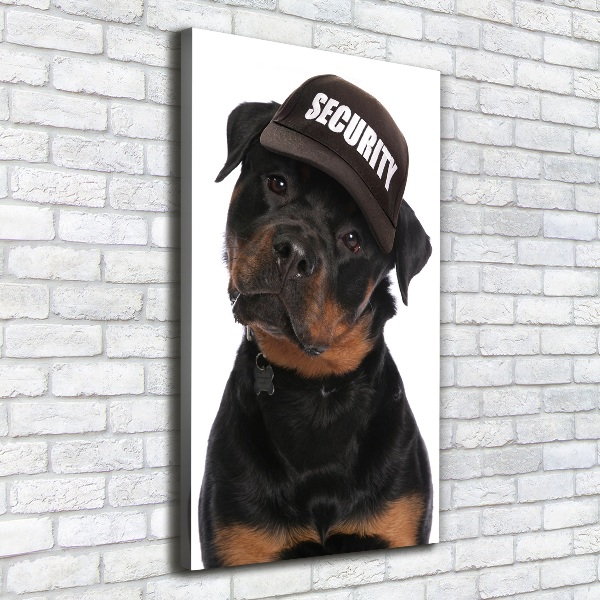 Impresión en lienzo vertical Rottweiler con gorra
