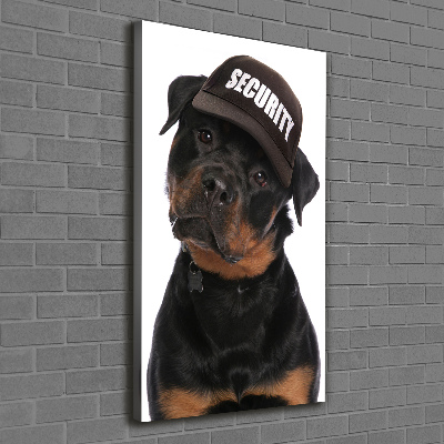Impresión en lienzo vertical Rottweiler con gorra