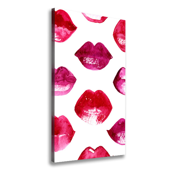 Cuadro canvas decorativo para salón vertical labios rojos