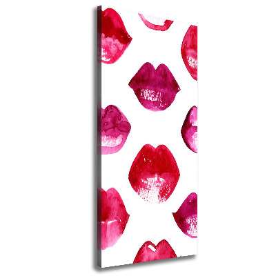 Cuadro canvas decorativo para salón vertical labios rojos