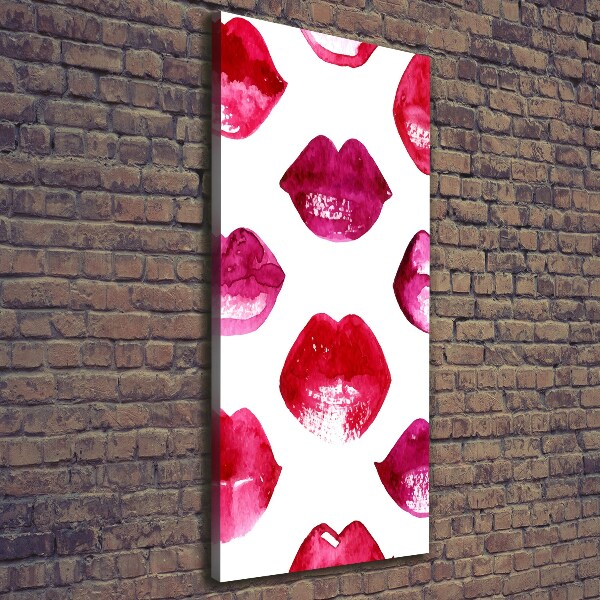 Cuadro canvas decorativo para salón vertical labios rojos