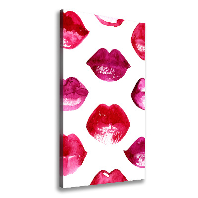 Cuadro canvas decorativo para salón vertical labios rojos