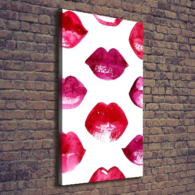 Cuadro canvas decorativo para salón vertical labios rojos