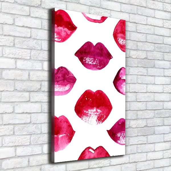 Cuadro canvas decorativo para salón vertical labios rojos
