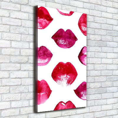 Cuadro canvas decorativo para salón vertical labios rojos
