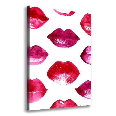 Cuadro canvas decorativo para salón vertical labios rojos