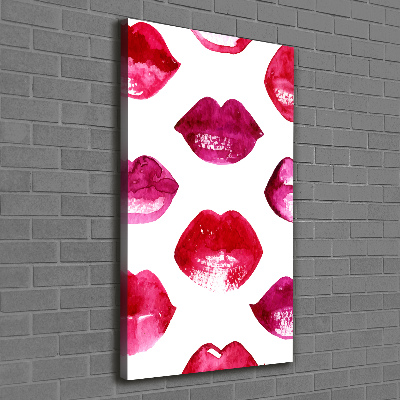 Cuadro canvas decorativo para salón vertical labios rojos
