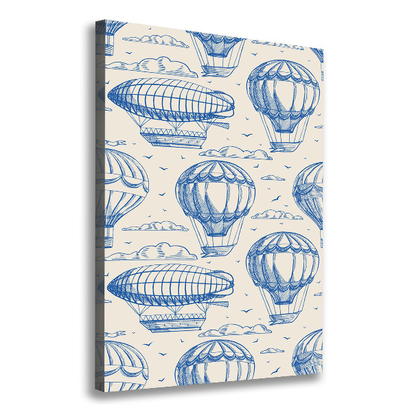Cuadro canvas decorativo para salón vertical Dirigibles y globos