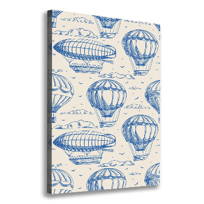 Cuadro canvas decorativo para salón vertical Dirigibles y globos