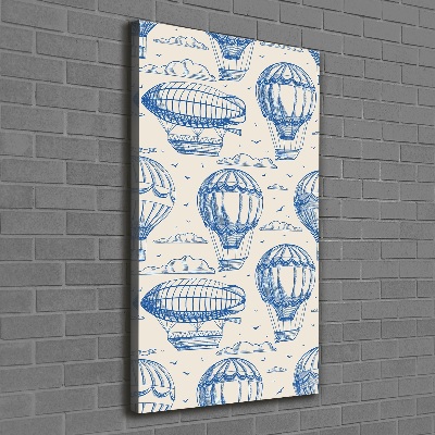 Cuadro canvas decorativo para salón vertical Dirigibles y globos