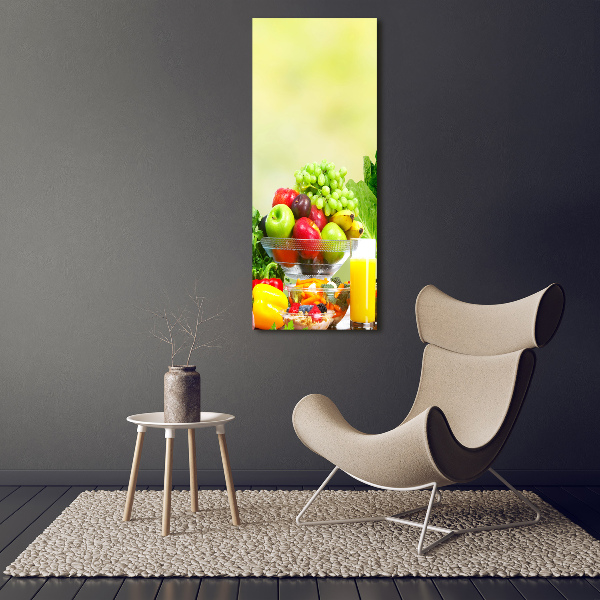 Cuadro moderno en lienzo resistente uv vertical Verduras y frutas