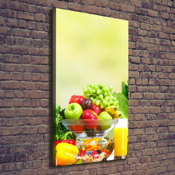 Cuadro moderno en lienzo resistente uv vertical Verduras y frutas