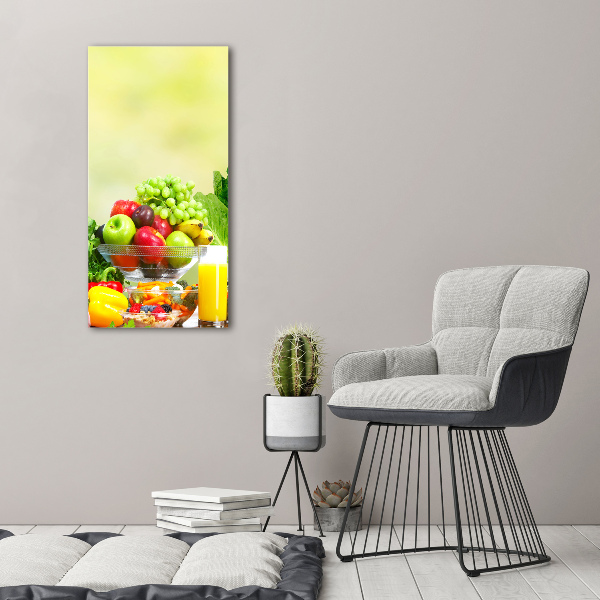 Cuadro moderno en lienzo resistente uv vertical Verduras y frutas