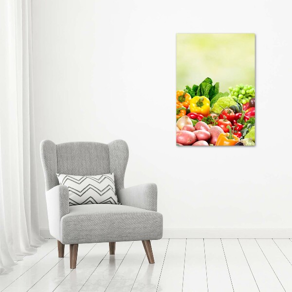 Cuadro moderno en lienzo resistente uv vertical Verduras y frutas