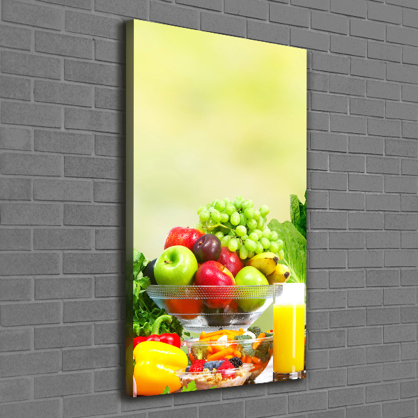 Cuadro moderno en lienzo resistente uv vertical Verduras y frutas