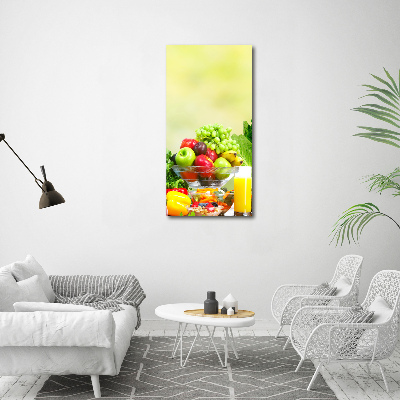 Cuadro moderno en lienzo resistente uv vertical Verduras y frutas